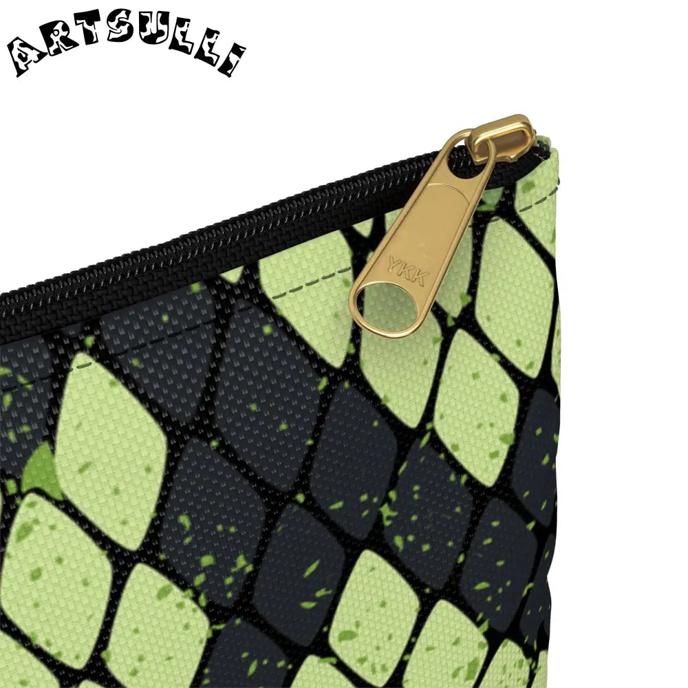 JAKKOUTTHEBXX Snake Skin Green and Black Accessory Pouch