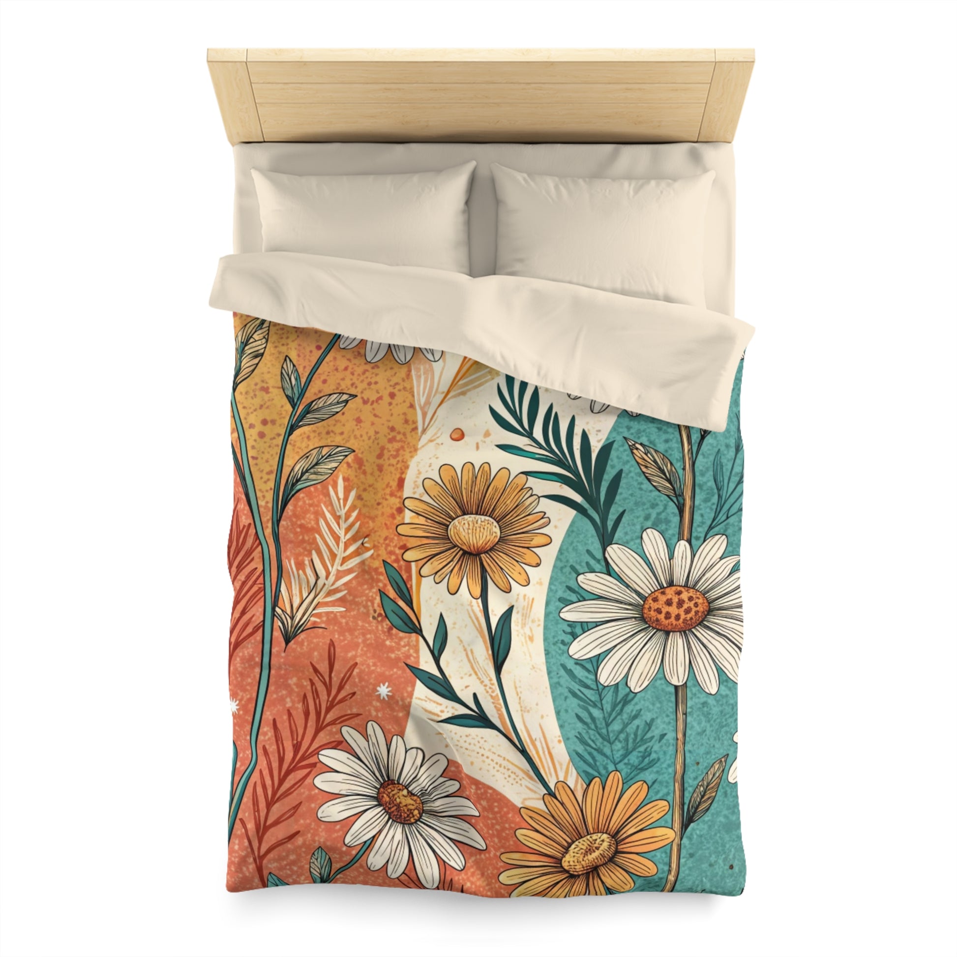 Retro Daisy Dream Microfiber Duvet Cover, Artsulli - Art is Long, Life is Short, Home Decor, , , , , , , 