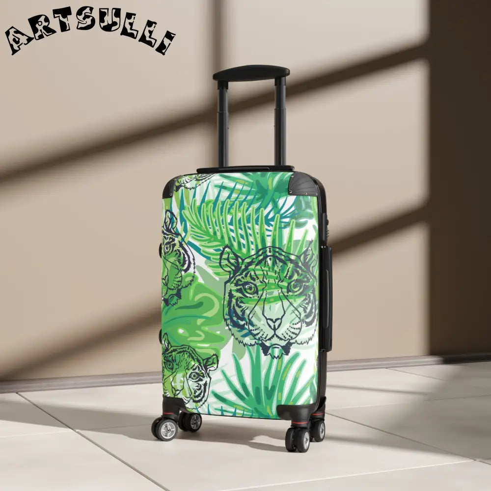 JAKKOUTTHEBXX Tropical Jungle Tigers Green Suitcase JAKKOUTTHEBXX