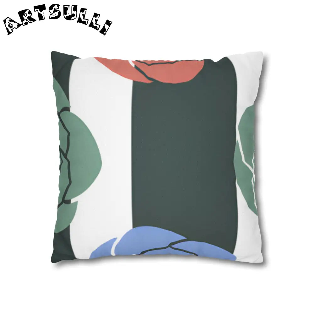 JAKKOUTTHEBXX Striped Rose Garden Spun Polyester Square Pillowcase