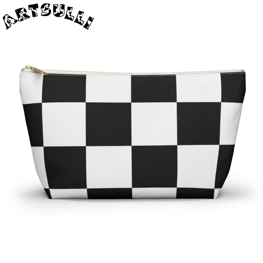 JAKKOUTTHEBXX Checkerboard Black and White Accessory Pouch w