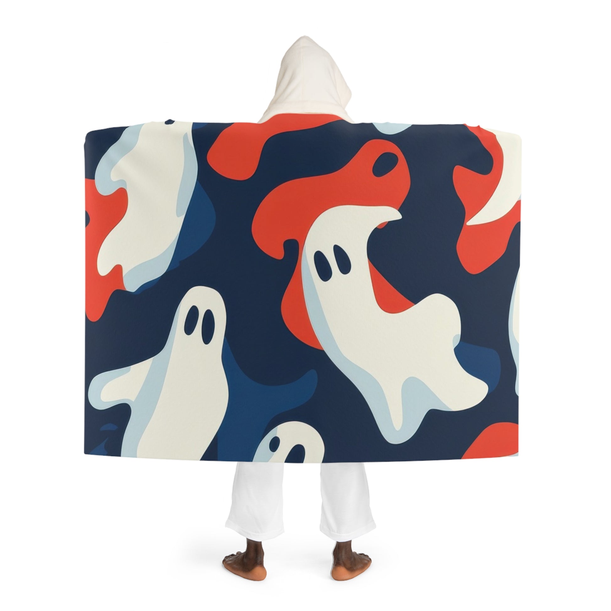 Camo Ghosts Hooded Sherpa Fleece Blanket, Artsulli - Art is Long, Life is Short, All Over Prints, , , , , , , 