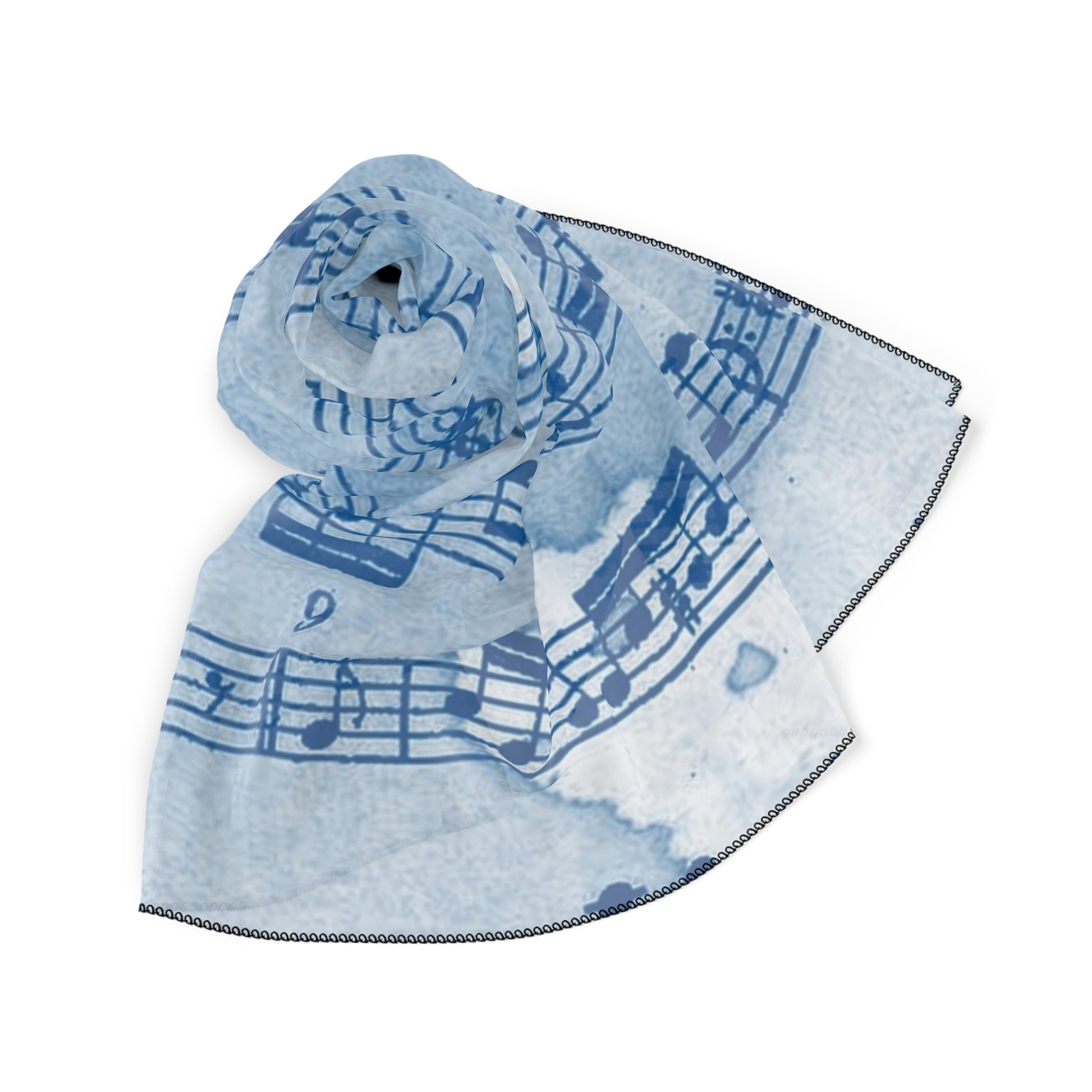 Drip Spill Type Beat Sheet Music Blue Poly Scarf, Artsulli - Art is Long, Life is Short, Accessories, , , , , , , 
