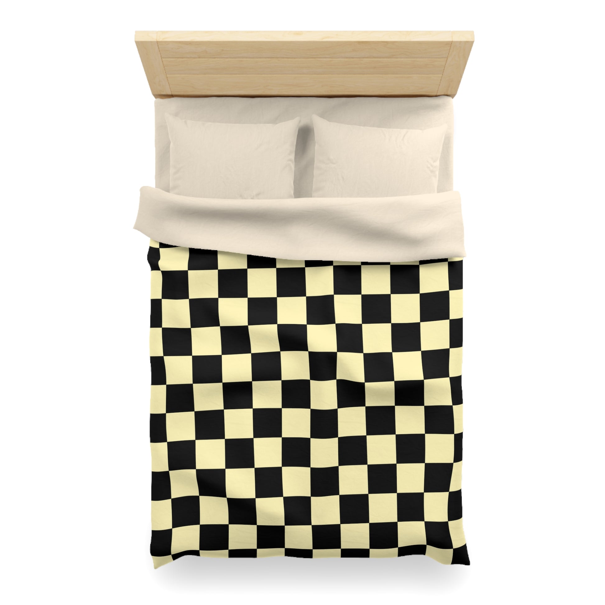 Checkerboard Black and Yellow Microfiber Duvet Cover, Artsulli - Art is Long, Life is Short, Home Decor, , , , , , , 
