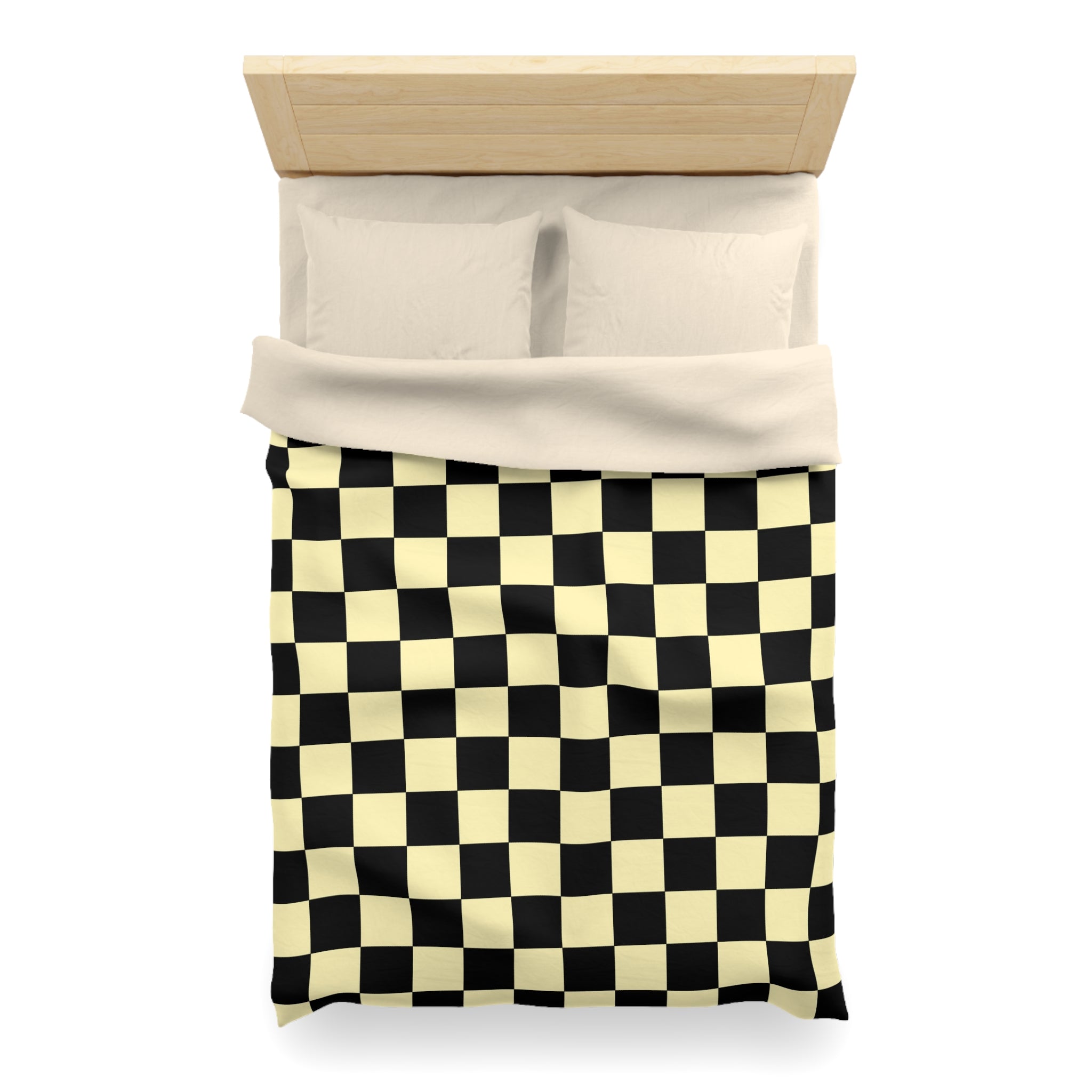 Checkerboard Black and Yellow Microfiber Duvet Cover, Artsulli - Art is Long, Life is Short, Home Decor, , , , , , , 