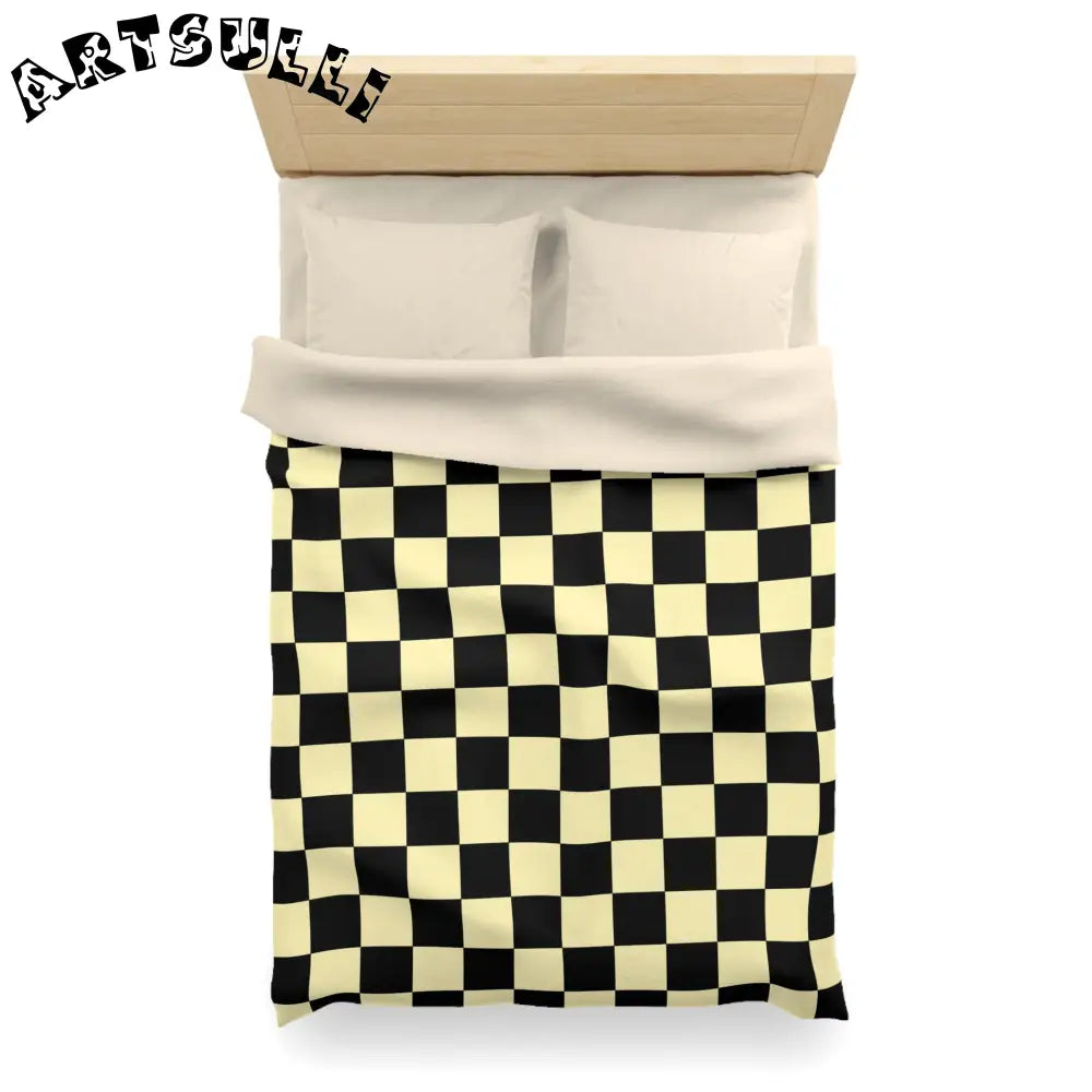JAKKOUTTHEBXX Checkerboard Black and Yellow Microfiber Duvet Cover