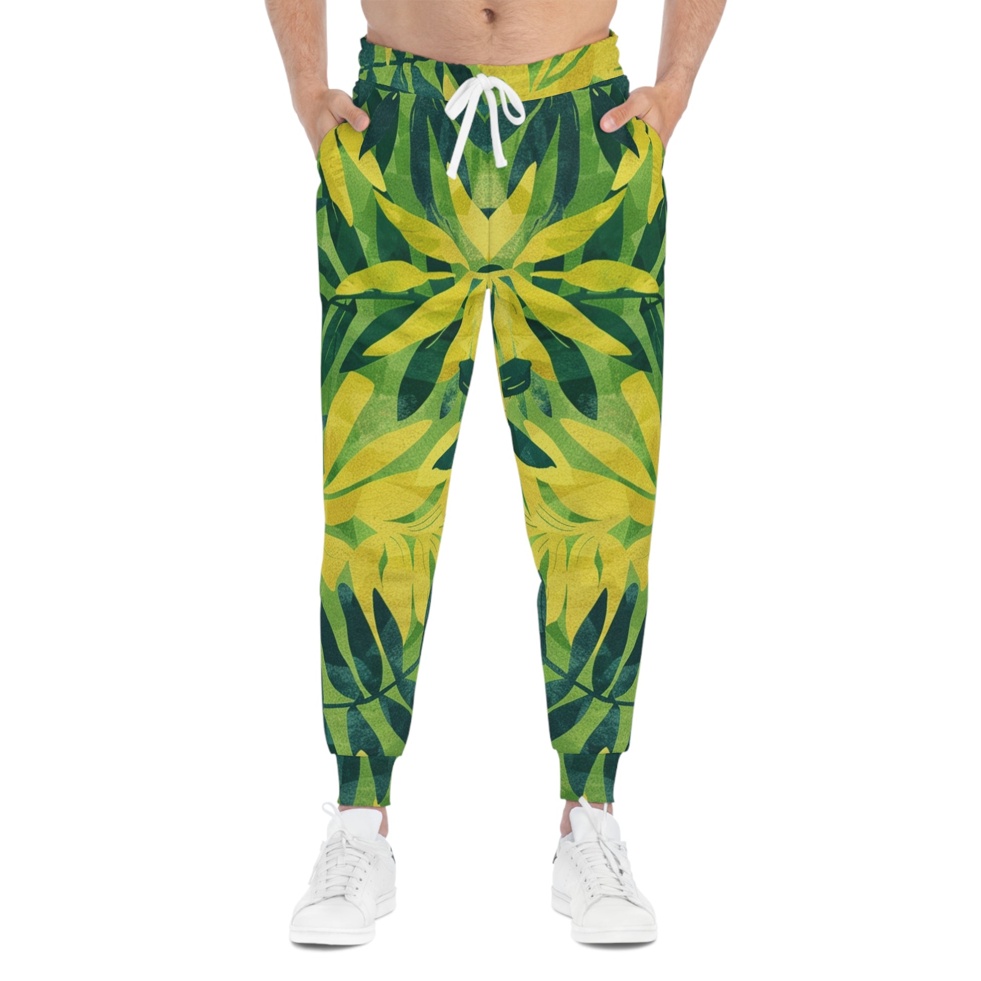 Green Leaf x Yellow Leaf x Tropical x Jungle Athletic Joggers (AOP), Artsulli - Art is Long, Life is Short, All Over Prints, , , , , , , 