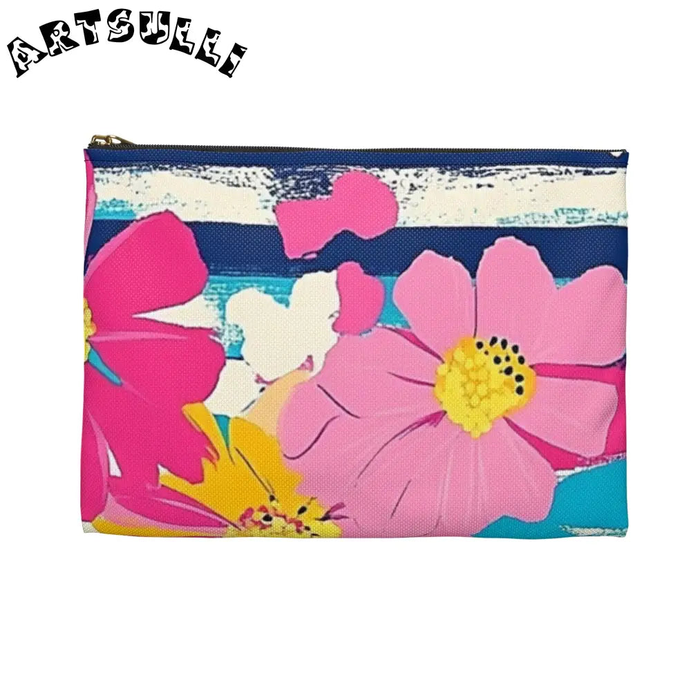 JAKKOUTTHEBXX Dayglo Floral Stripes Multi-Color Accessory Pouch
