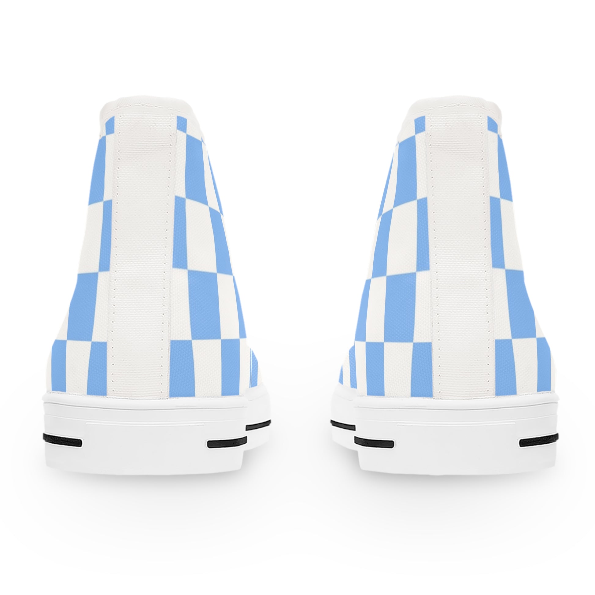 Checkerboard White and Light Blue Women's High Top Sneakers, Artsulli - Art is Long, Life is Short, Shoes, , , , , , , 