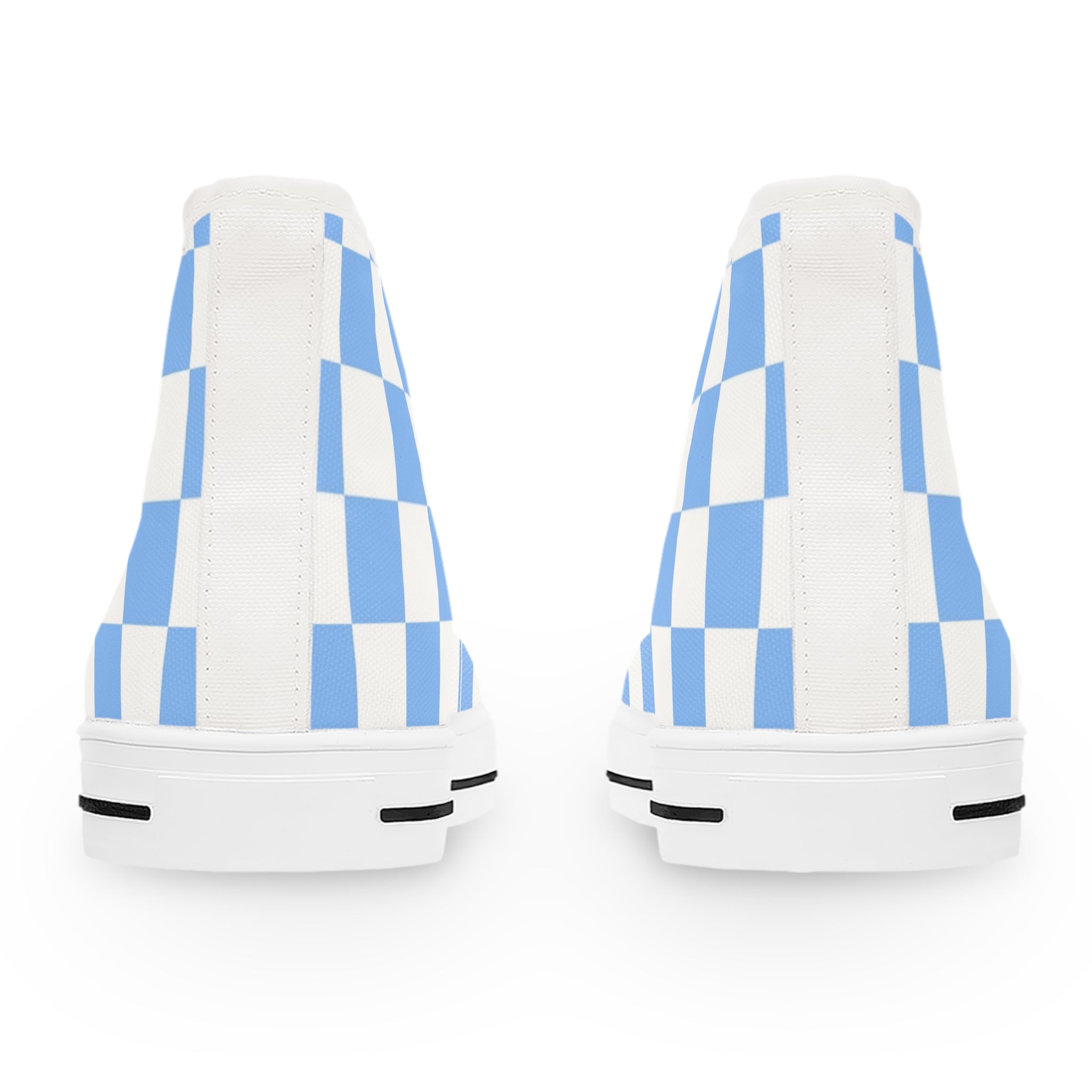 Checkerboard White and Light Blue Women's High Top Sneakers, Artsulli - Art is Long, Life is Short, Shoes, , , , , , , 