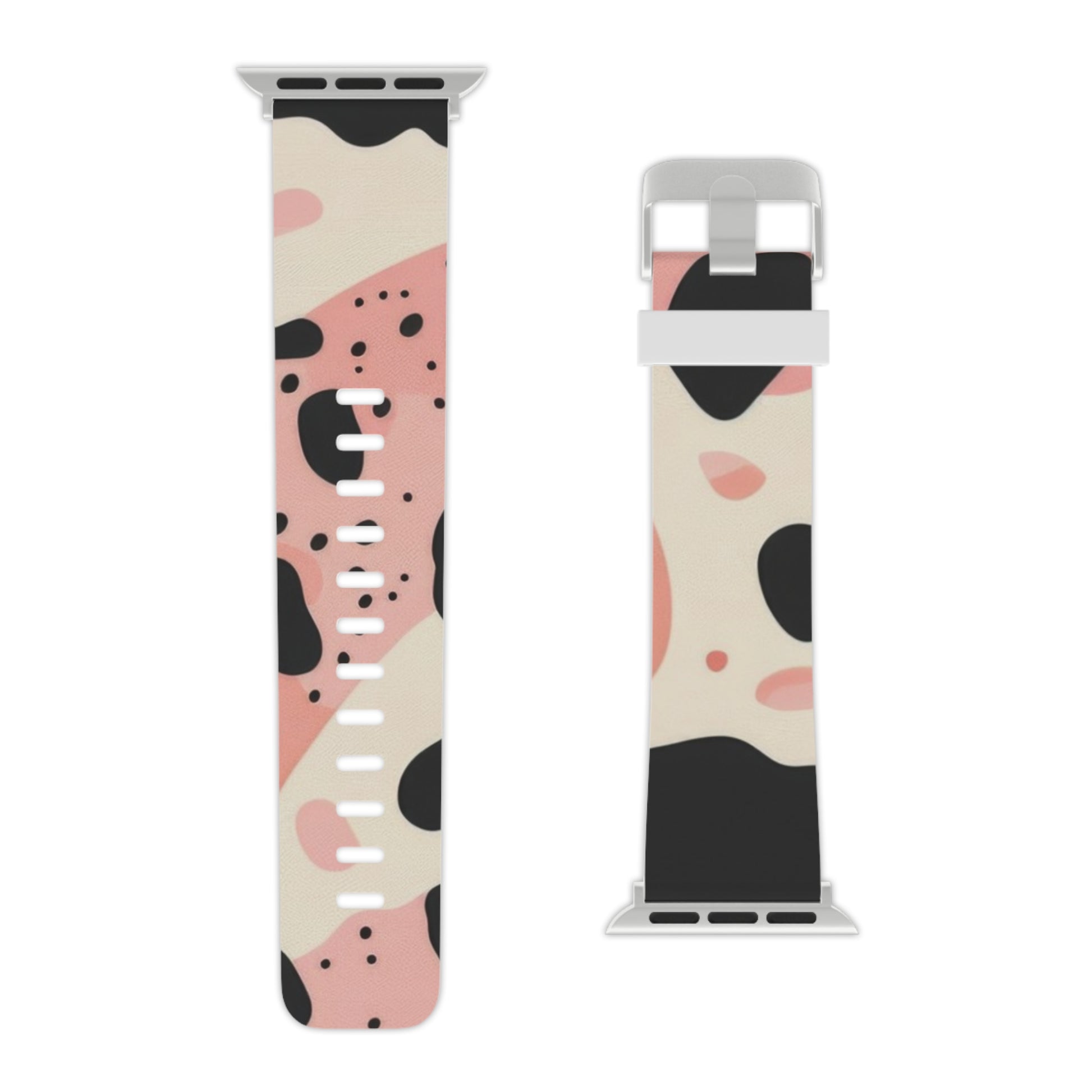 Organic Cow Print Cream and Pink Watch Band for Apple Watch, Artsulli - Art is Long, Life is Short, Accessories, , , , , , , 