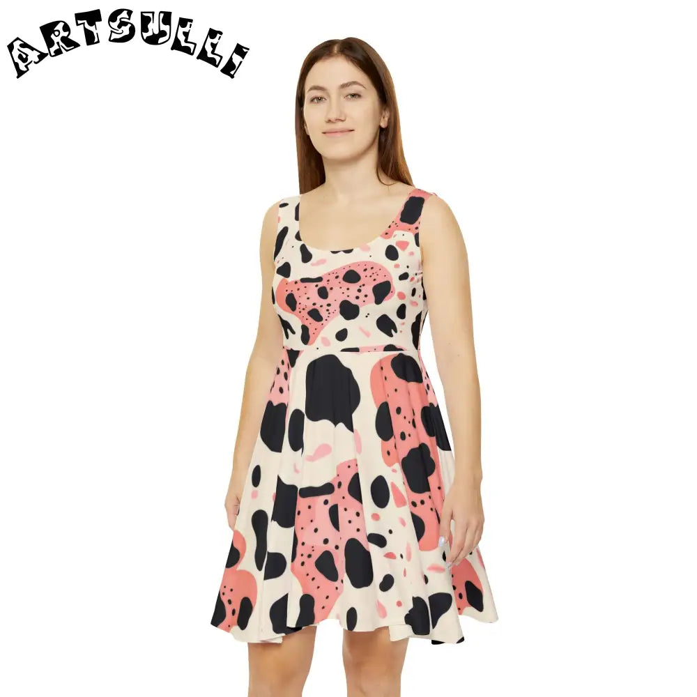 JAKKOUTTHEBXX Pink Cow Premium Illustration Skater Dress 2025