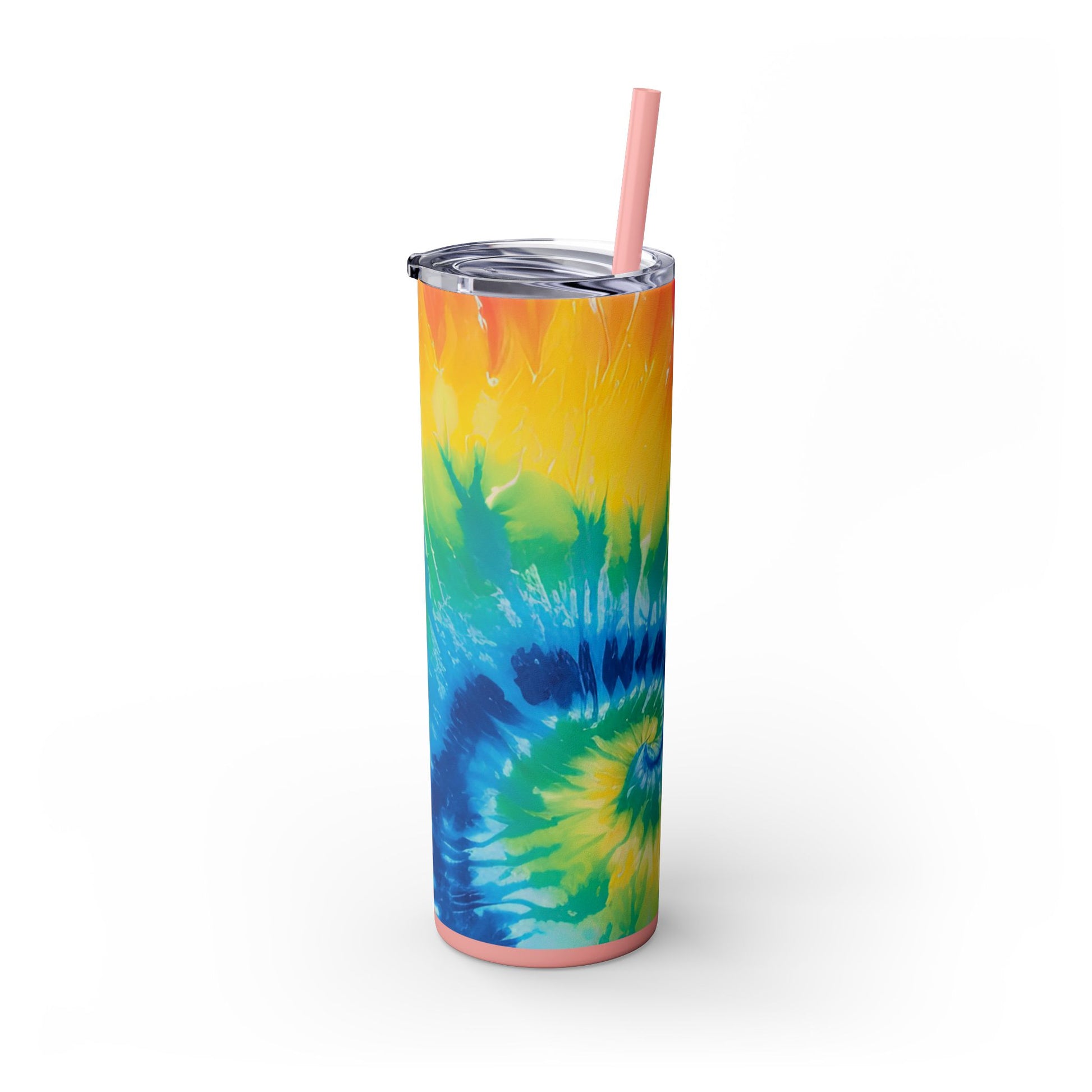 Tie Dye Skinny Tumbler with Straw, 20oz, Artsulli - Art is Long, Life is Short, Mug, , , , , , , 