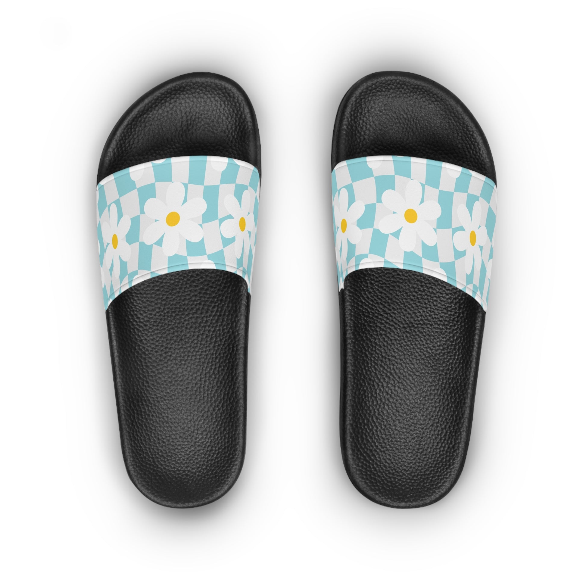 Trippy Check Garden Women's Slide Sandals, Artsulli - Art is Long, Life is Short, Shoes, , , , , , , 