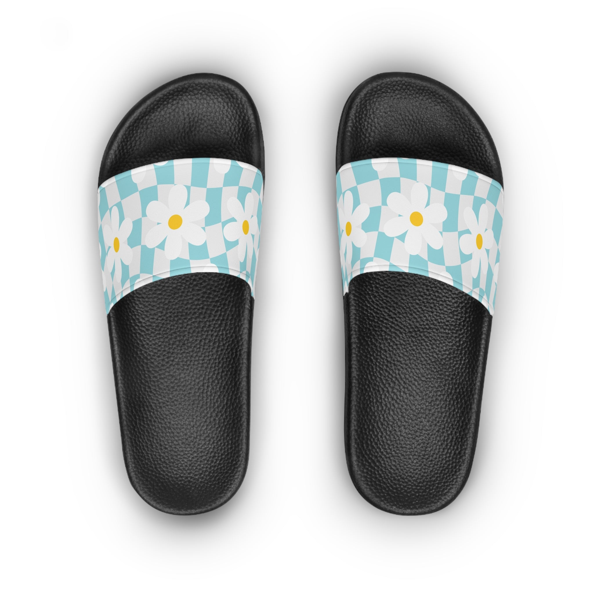 Trippy Check Garden Women's Slide Sandals, Artsulli - Art is Long, Life is Short, Shoes, , , , , , , 