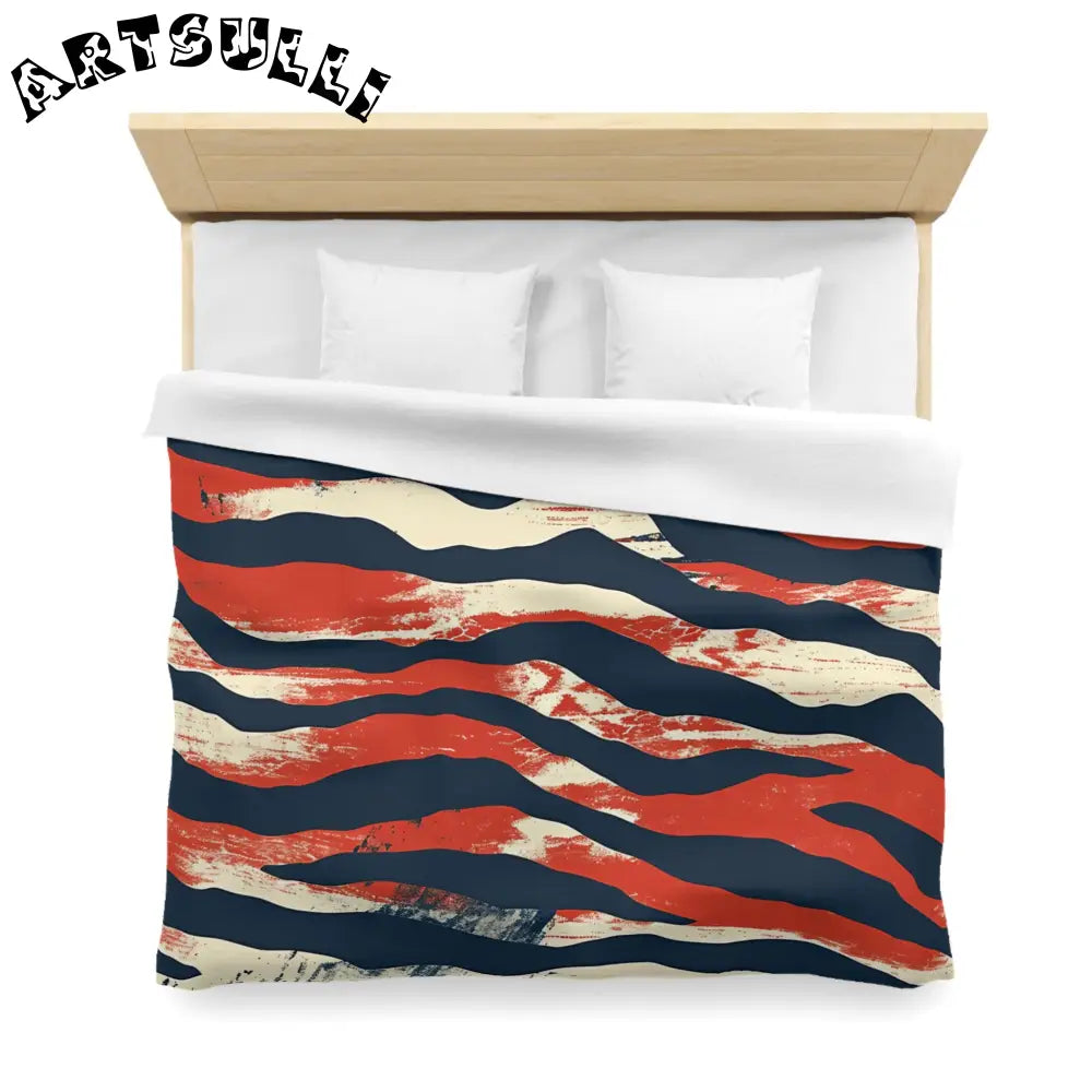 JAKKOUTTHEBXX Art Printed Abstract Striped Throw Blanket Red Navy