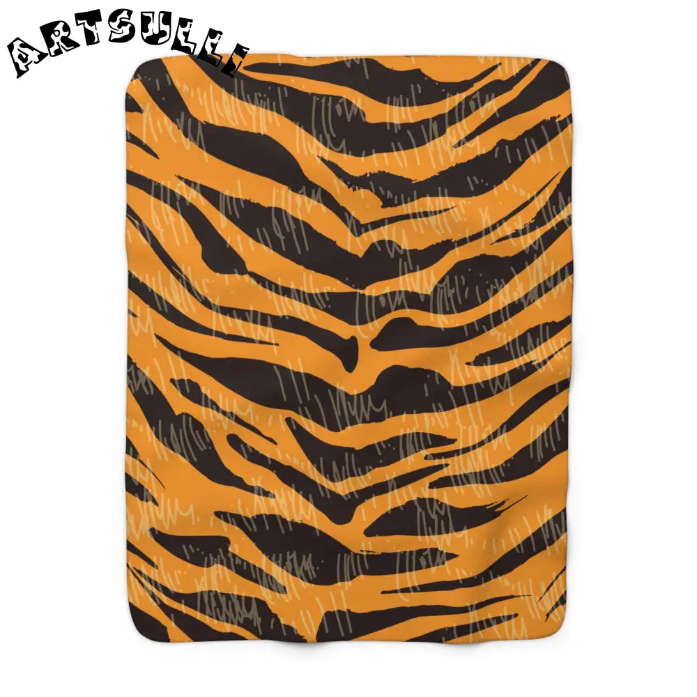 JAKKOUTTHEBXX Tiger Scratches Orange & Black Sherpa Fleece Blanket