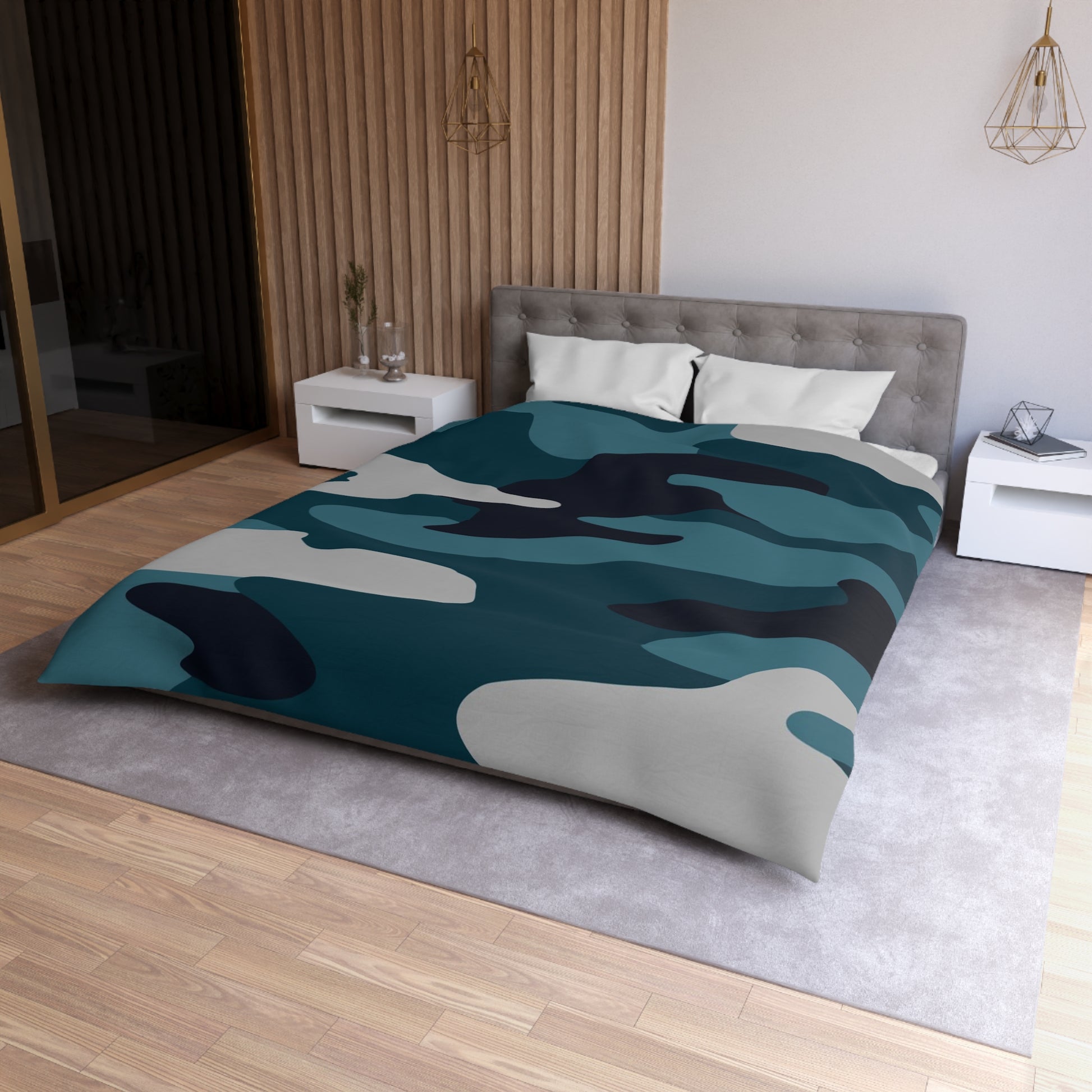 Blue Camouflage Microfiber Duvet Cover, Artsulli - Art is Long, Life is Short, Home Decor, , , , , , , 