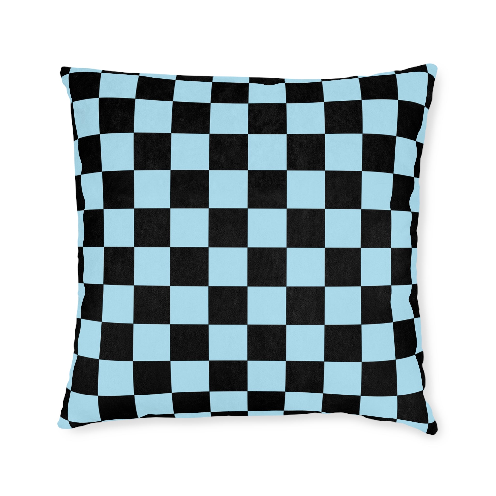 Checkerboard Black and Blue Square Pillow, Artsulli - Art is Long, Life is Short, Home Decor, Size, 22" × 22", , , , , 31267502388656120638