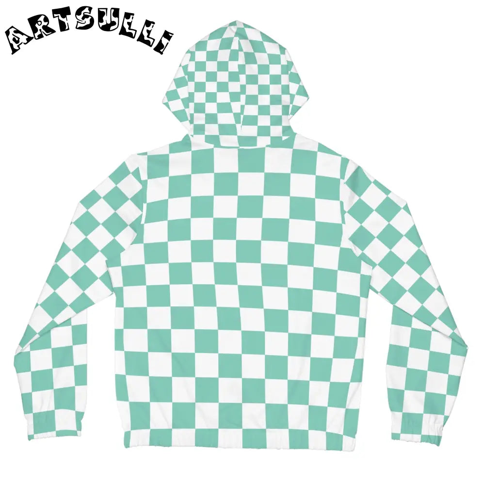 JAKKOUTTHEBXX Checkerboard Light Green Women’s Full-Zip Hoodie (AOP)