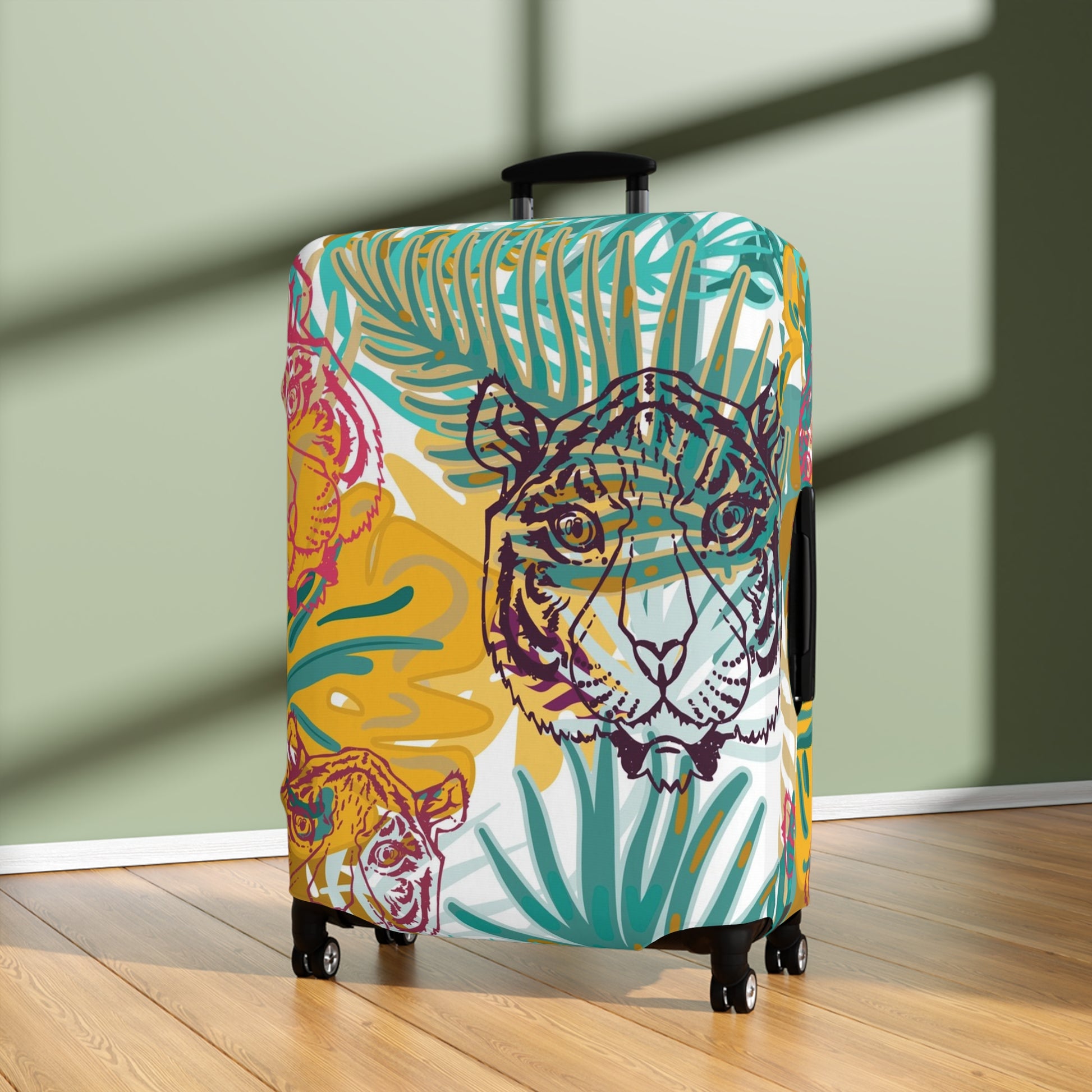 Tropical Jungle Tigers Brown and Green Luggage Cover, Artsulli - Art is Long, Life is Short, Accessories, , , , , , , 