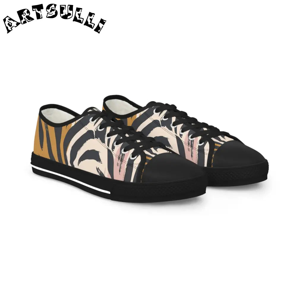JAKKOUTTHEBXX White Canvas Sneakers with Abstract Zebra Illustration