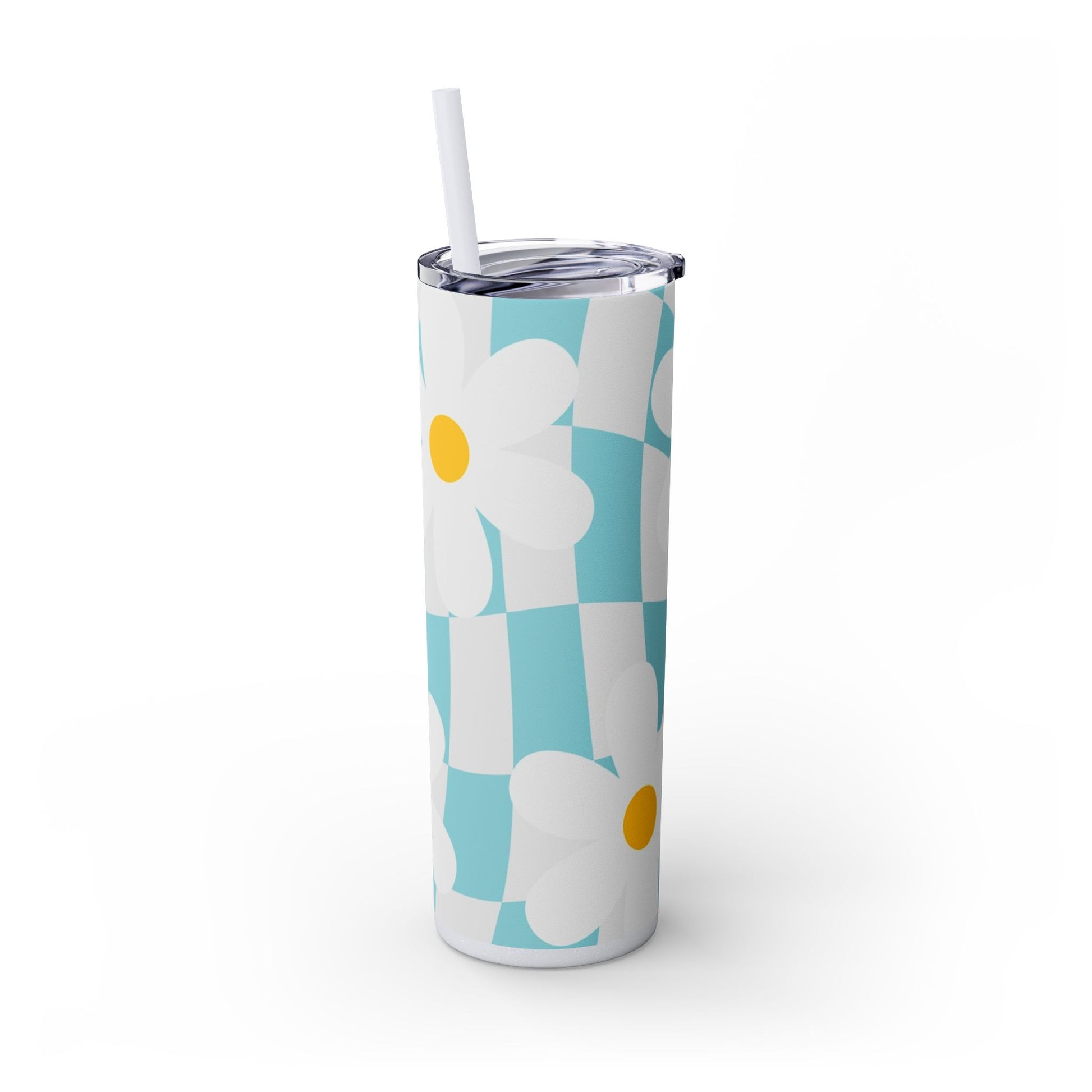 Trippy Check Garden Skinny Tumbler with Straw, 20oz, Artsulli - Art is Long, Life is Short, Mug, , , , , , , 