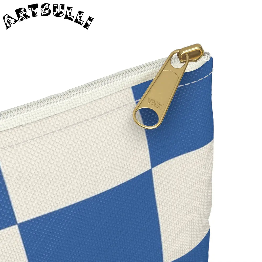 JAKKOUTTHEBXX Checkerboard Blue Accessory Pouch JAKKOUTTHEBXX