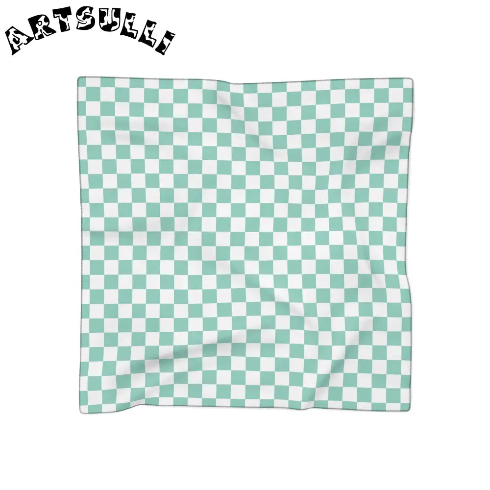 JAKKOUTTHEBXX Checkerboard II Light Green Poly Scarf JAKKOUTTHEBXX