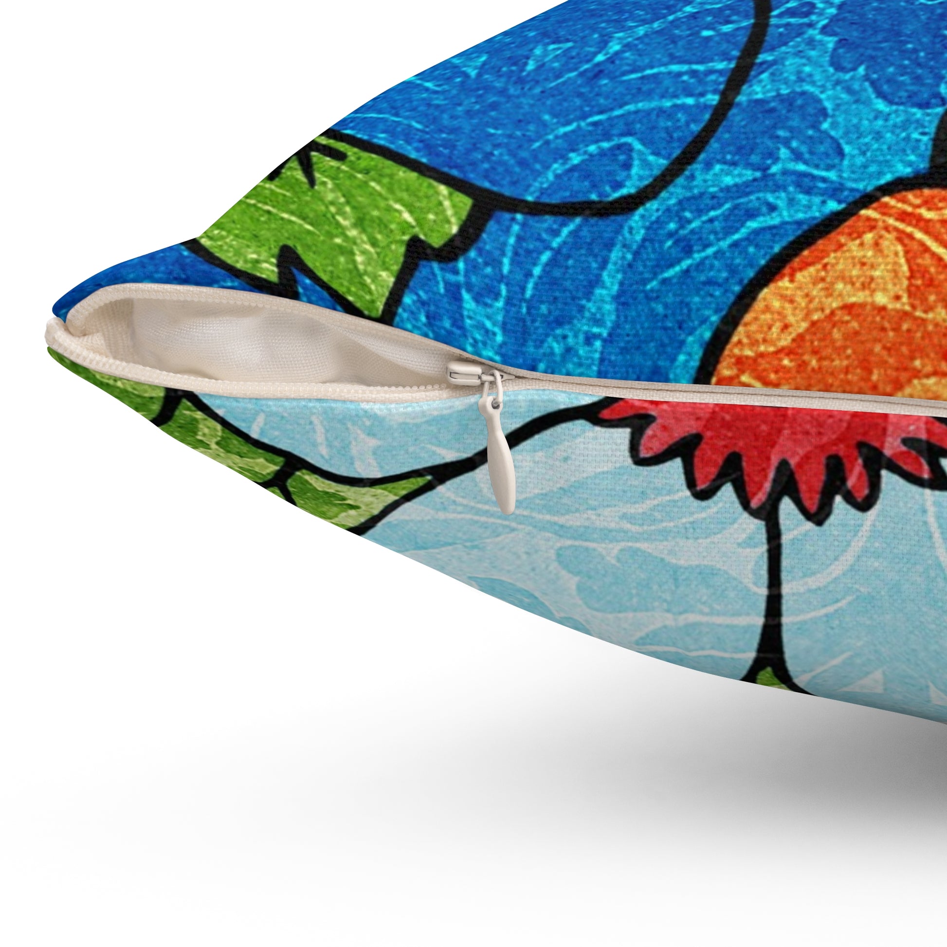 Blue Orange Groovy Spun Polyester Square Pillow, Artsulli - Art is Long, Life is Short, Home Decor, , , , , , , 