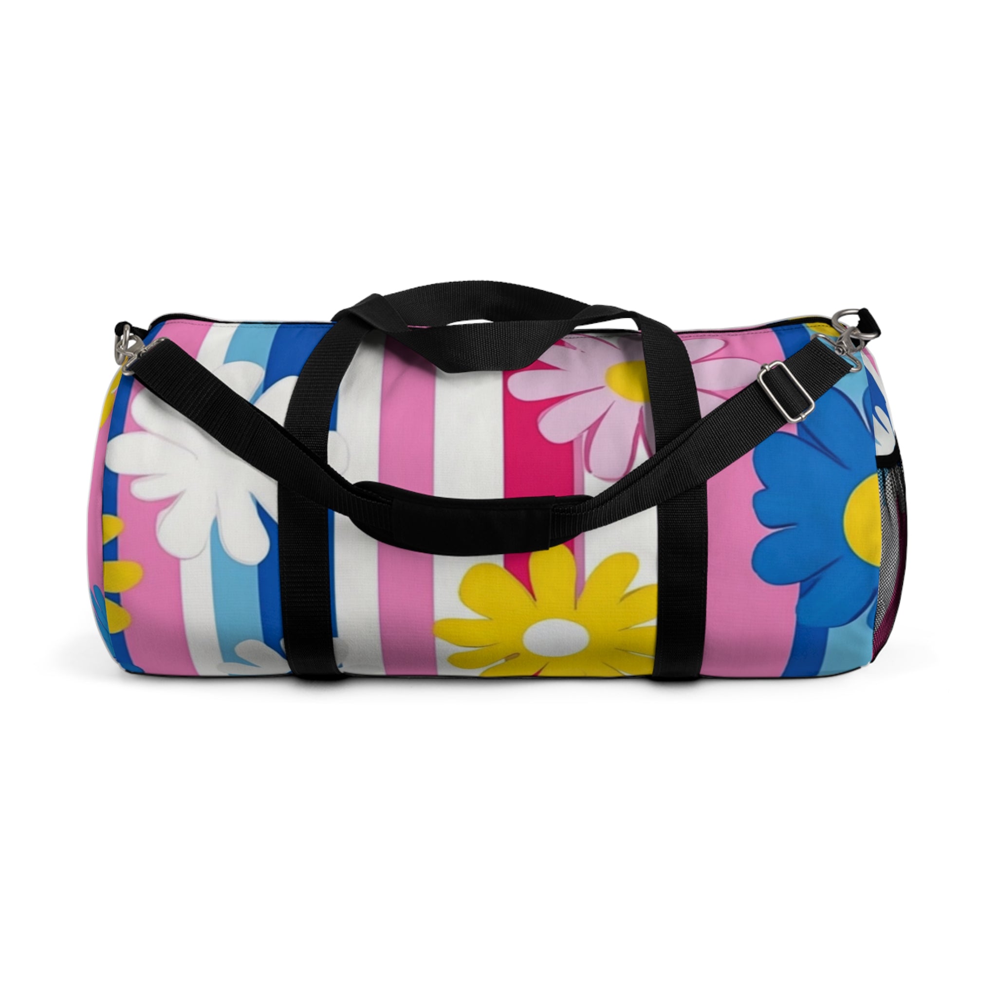Flowers x Stripes II Multi-Color Duffel Bag, Artsulli - Art is Long, Life is Short, Bags, Size, Large, , , , , 55187748510074