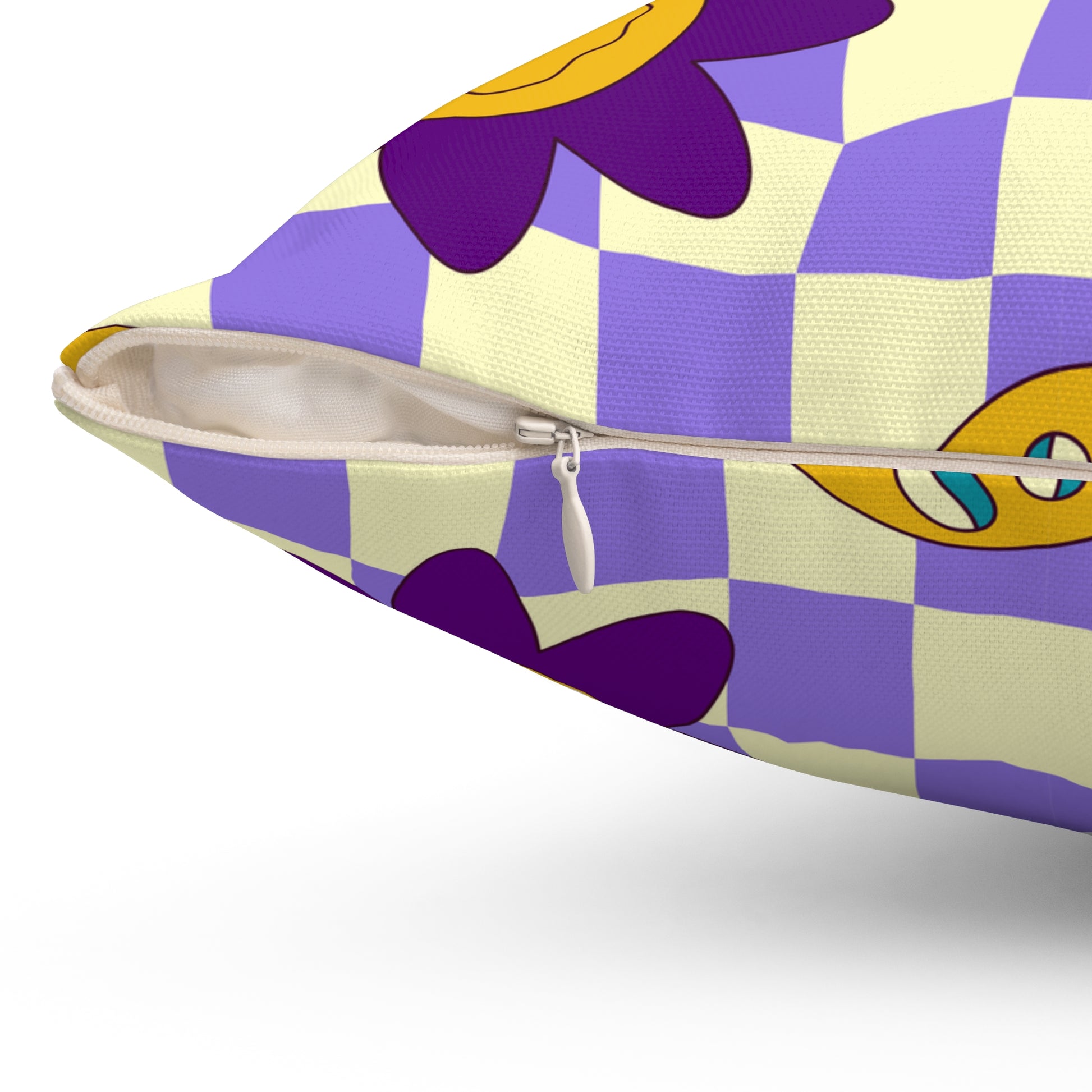 Trippy Flower Power Motifs Spun Polyester Square Pillow, Artsulli - Art is Long, Life is Short, Home Decor, , , , , , , 