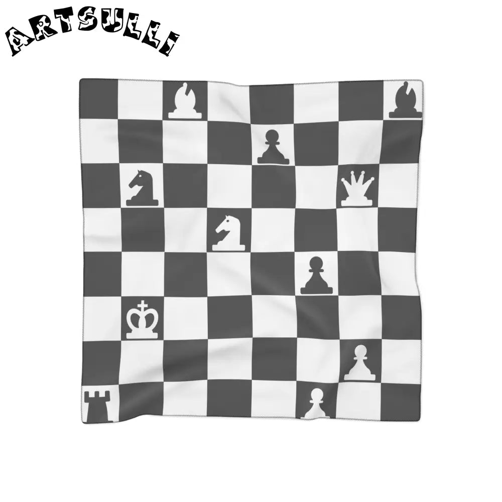 Battlements Chess Poly Scarf, Artsulli - Art is Long, Life is Short, Accessories, Color, Poly voile, Size, 25" × 25", , , 20971823310363843352
