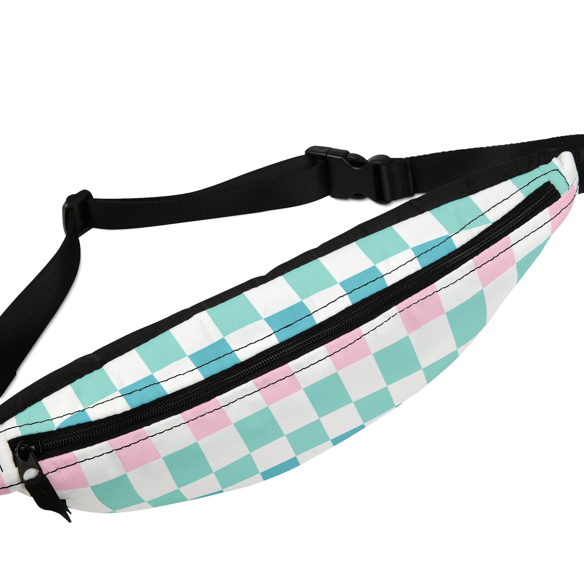 Vaporwave Rainbow  Checkerboard Multi-Color Fanny Pack, Artsulli - Art is Long, Life is Short, Bags, , , , , , , 