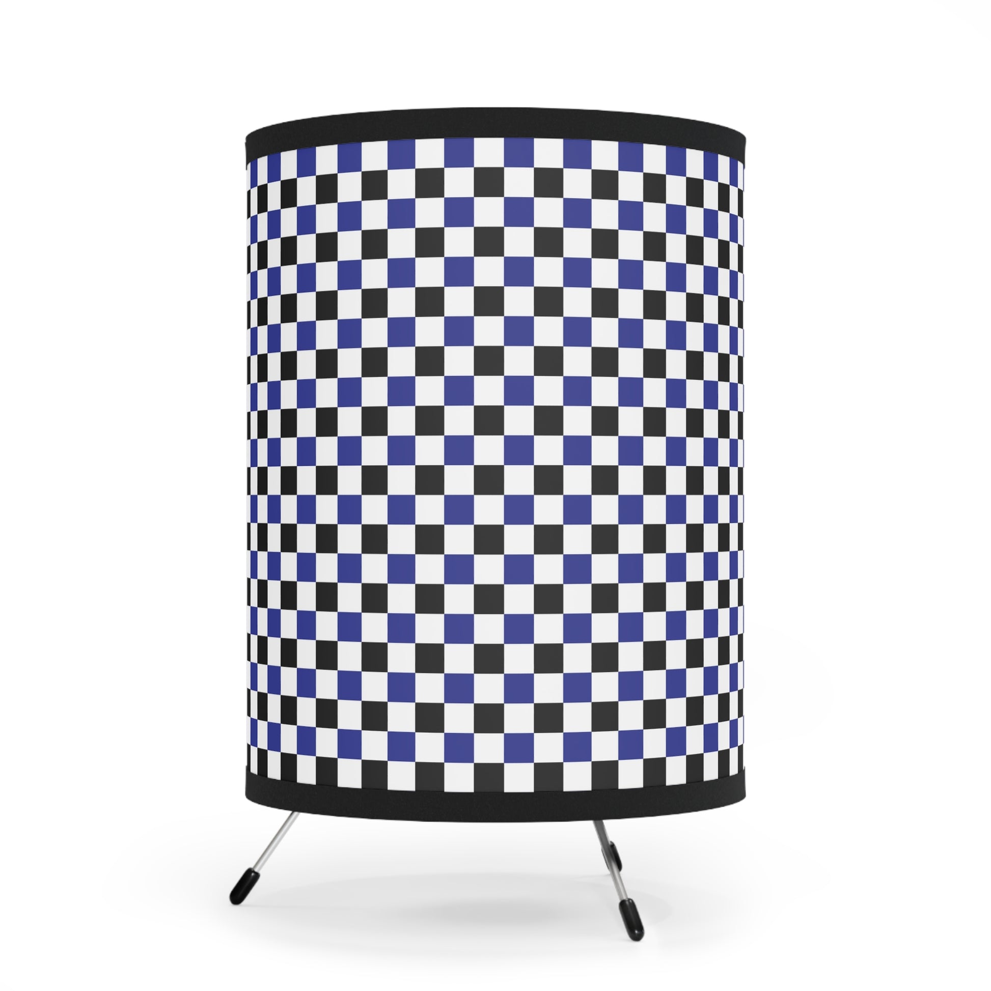 Checkerboard Blue White and Black Tripod Lamp with High-Res Printed Shade, US\CA plug, Artsulli - Art is Long, Life is Short, Home Decor, , , , , , , 
