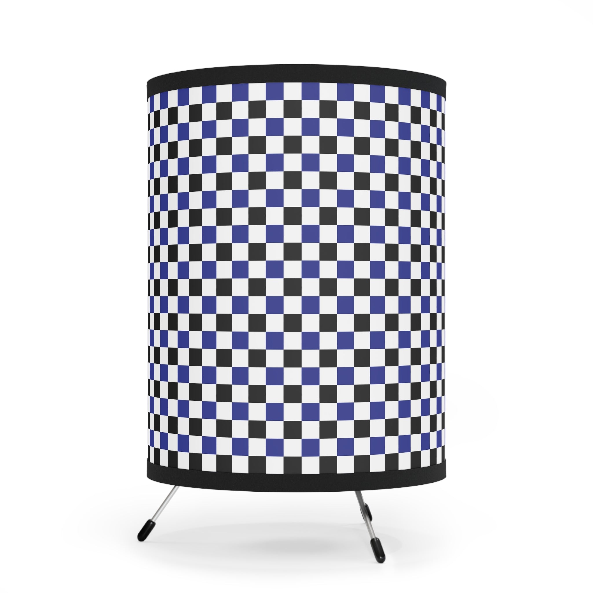 Checkerboard Blue White and Black Tripod Lamp with High-Res Printed Shade, US\CA plug, Artsulli - Art is Long, Life is Short, Home Decor, , , , , , , 