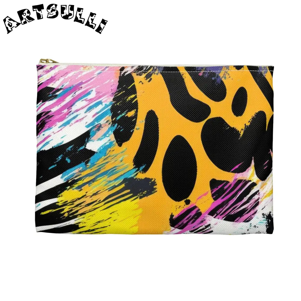 Zebra Stripes x Leapord Print x Paint Splatter Multi-Color Accessory Pouch, Artsulli - Art is Long, Life is Short, Bags, , , , , , , 