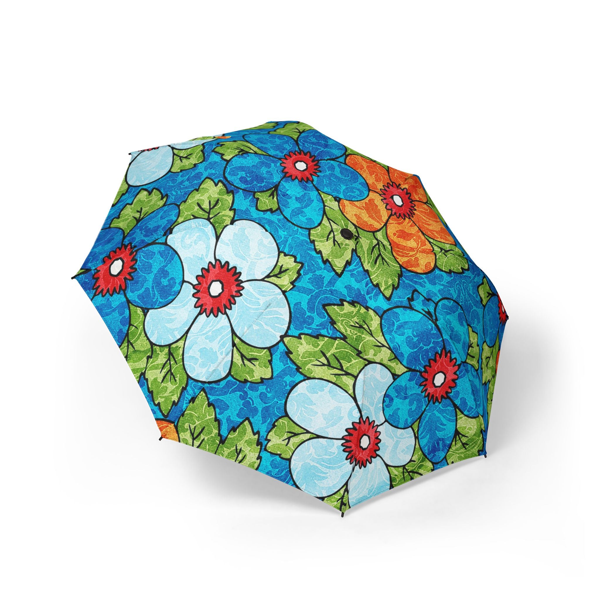 Blue Orange Groovy Semi-Automatic Foldable Umbrella, Artsulli - Art is Long, Life is Short, Accessories, Size, One size, , , , , 49778236455697427230