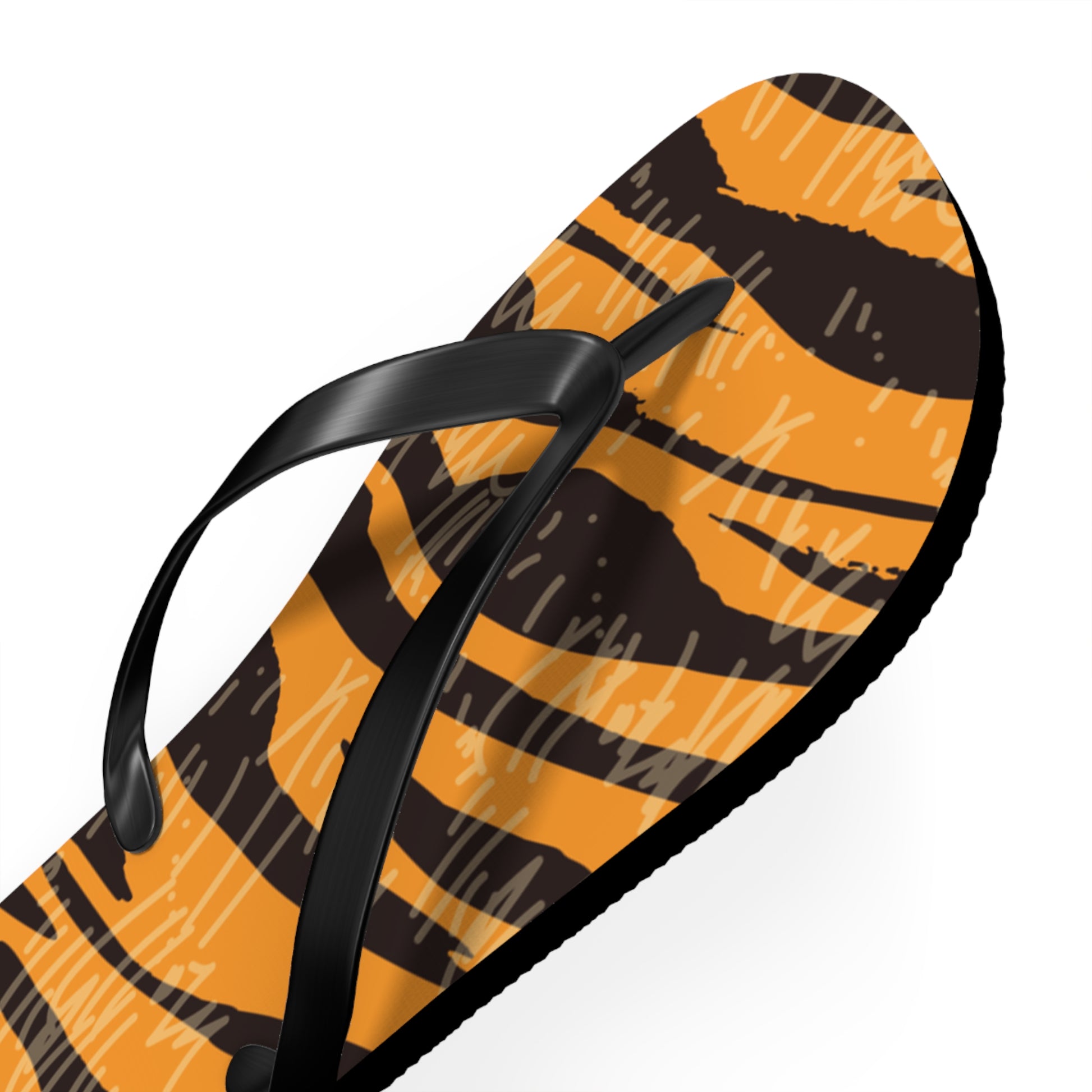 Tiger Scratches Orange & Black Flip Flops, Artsulli - Art is Long, Life is Short, Shoes, , , , , , , 
