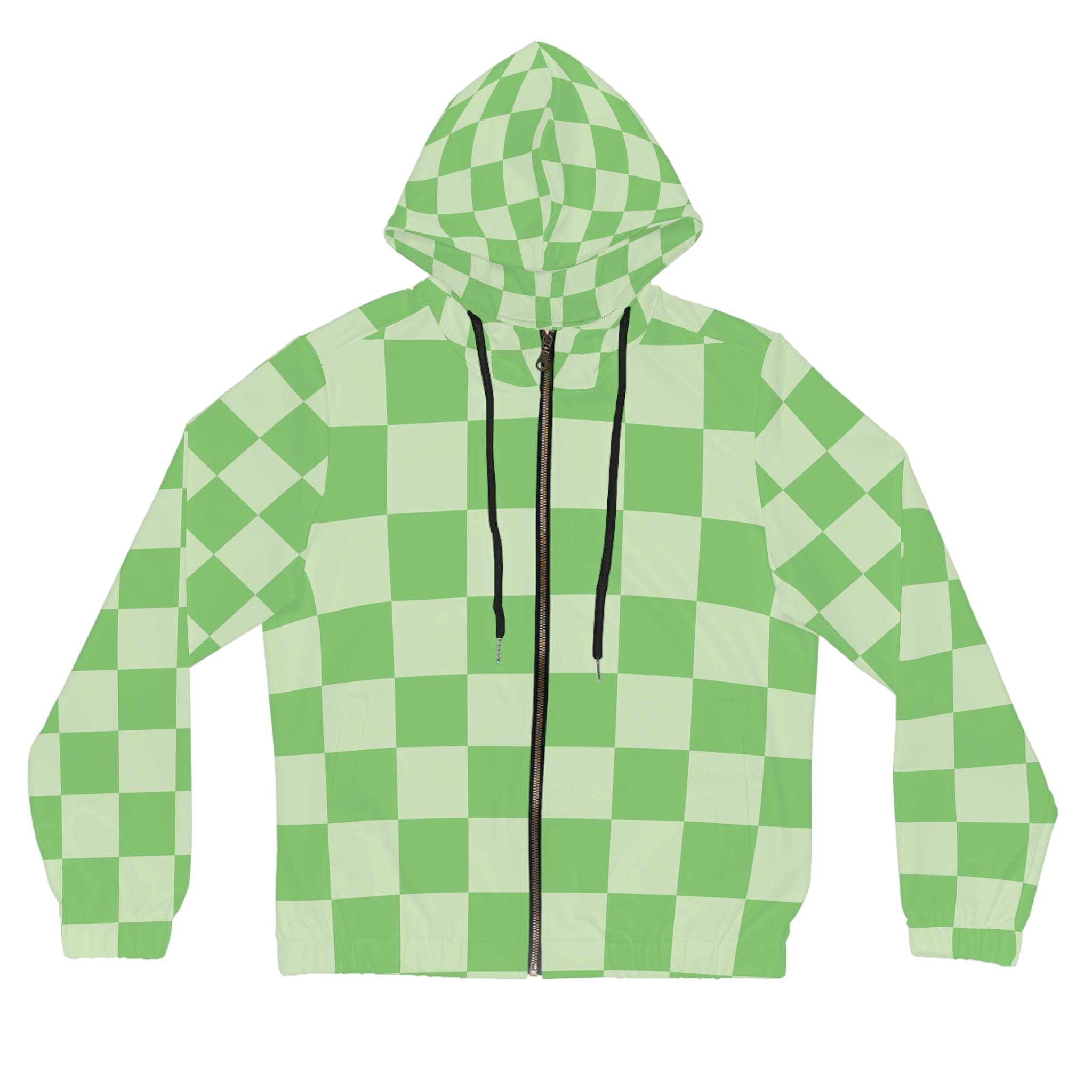 Checkerboard Green Women’s Full-Zip Hoodie (AOP), Artsulli - Art is Long, Life is Short, All Over Prints, Size, XS, Color, Black, , , 62154140693374753011