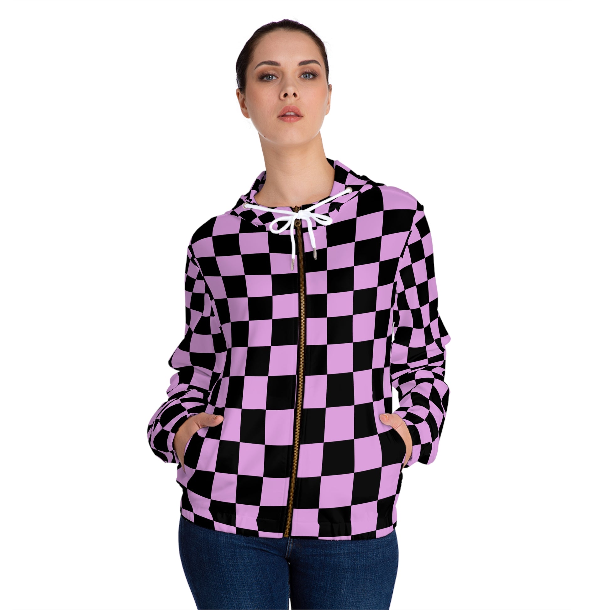Pixel Punk Vision Women’s Full-Zip Hoodie (AOP), Artsulli - Art is Long, Life is Short, All Over Prints, , , , , , , 