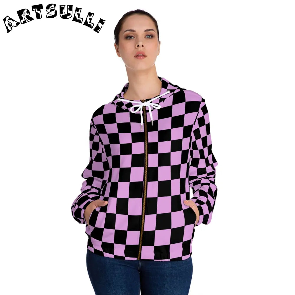 JAKKOUTTHEBXX Pixel Punk Vision Women’s Full-Zip Hoodie (AOP)