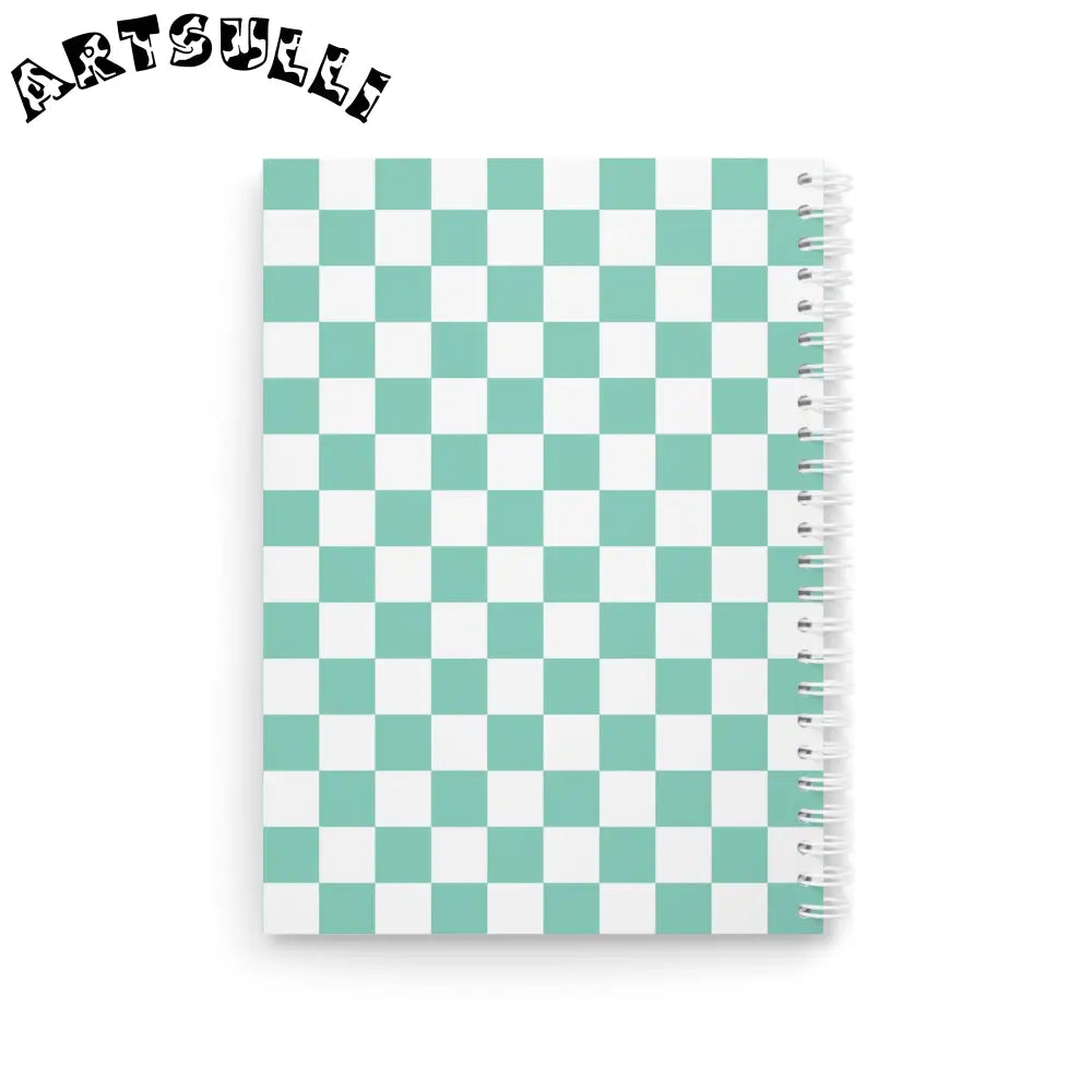 JAKKOUTTHEBXX Checkerboard Light Green Spiral Notebook JAKKOUTTHEBXX