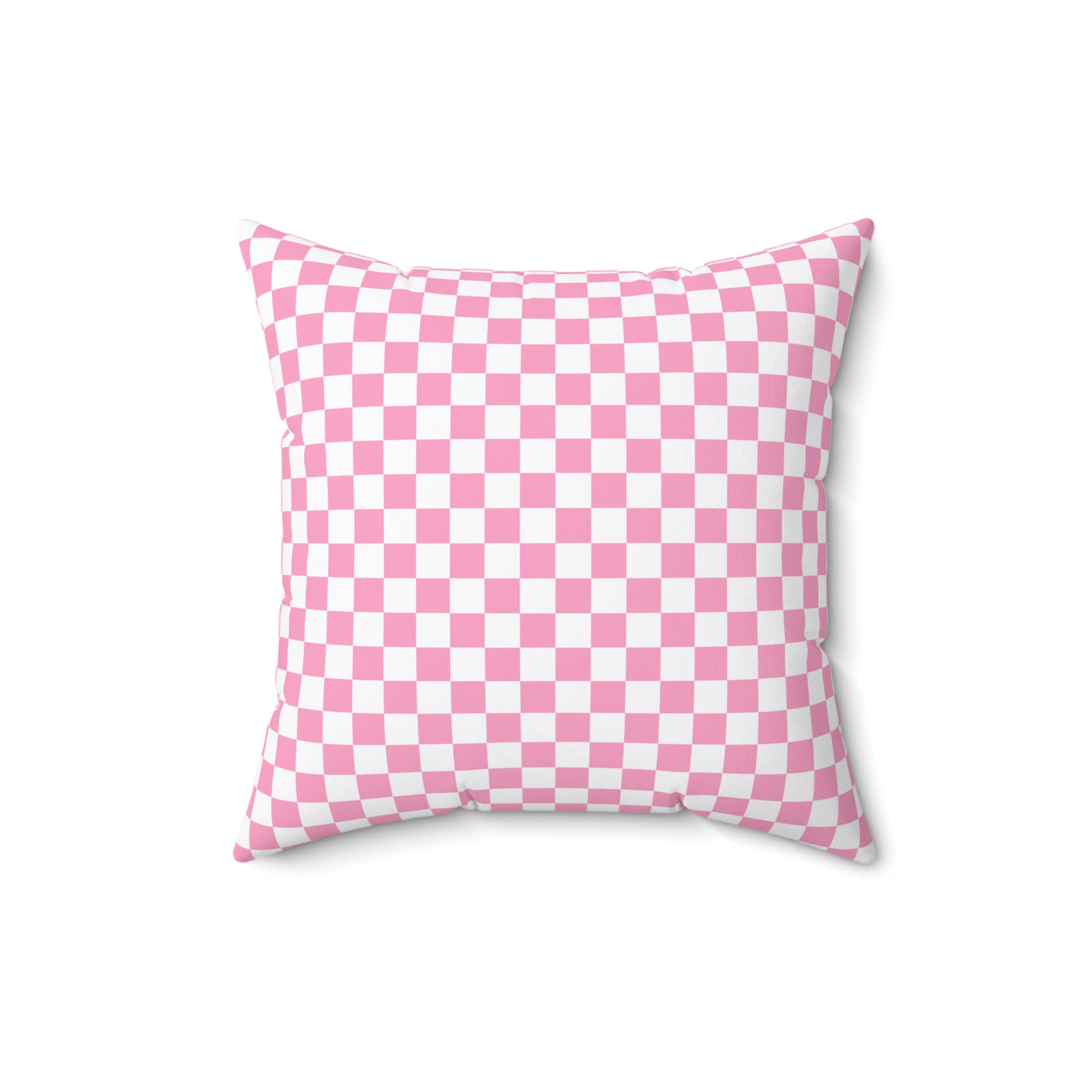 Checkerboard Hot Pink and White Spun Polyester Square Pillow, Artsulli - Art is Long, Life is Short, Home Decor, , , , , , , 