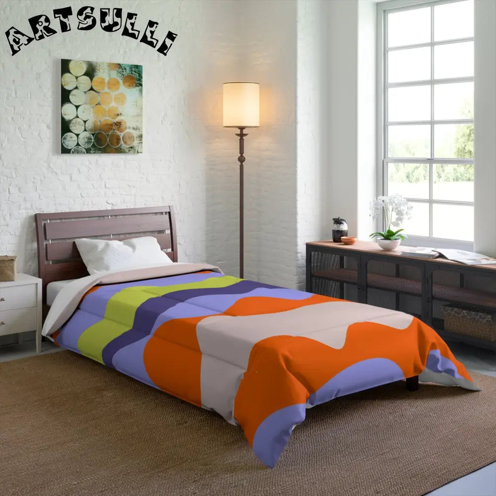 JAKKOUTTHEBXX Waves Red and Blue Comforter JAKKOUTTHEBXX Artsulli