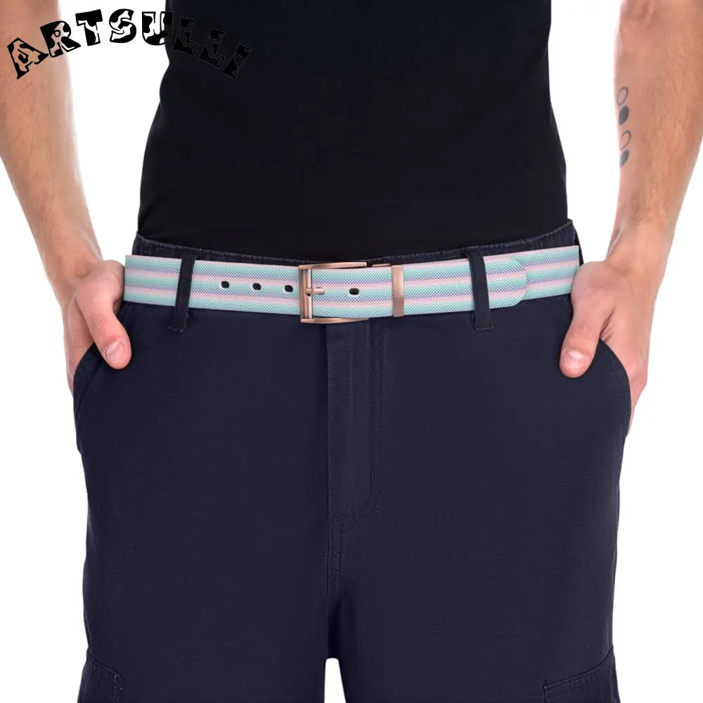JAKKOUTTHEBXX Vaporwave Rainbow Checkerboard Multi-Color Belt