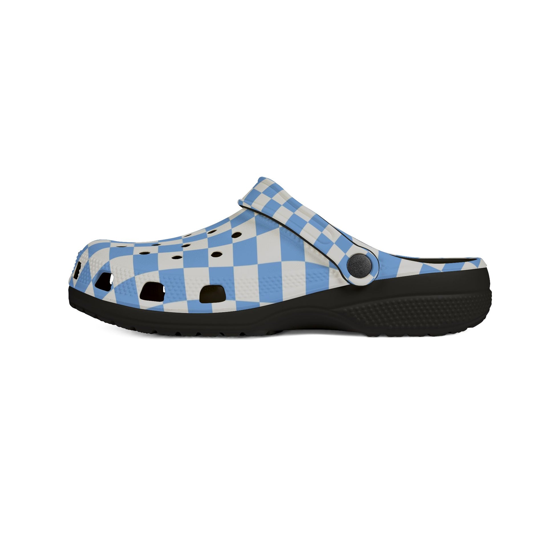 Checkerboard White and Light Blue EVA Foam Rubber Shoes (AOP), Artsulli - Art is Long, Life is Short, Shoes, , , , , , , 