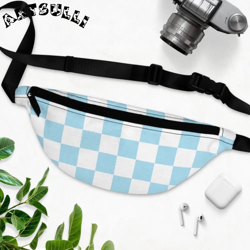 JAKKOUTTHEBXX Checkerboard Sky Blue Fanny Pack JAKKOUTTHEBXX