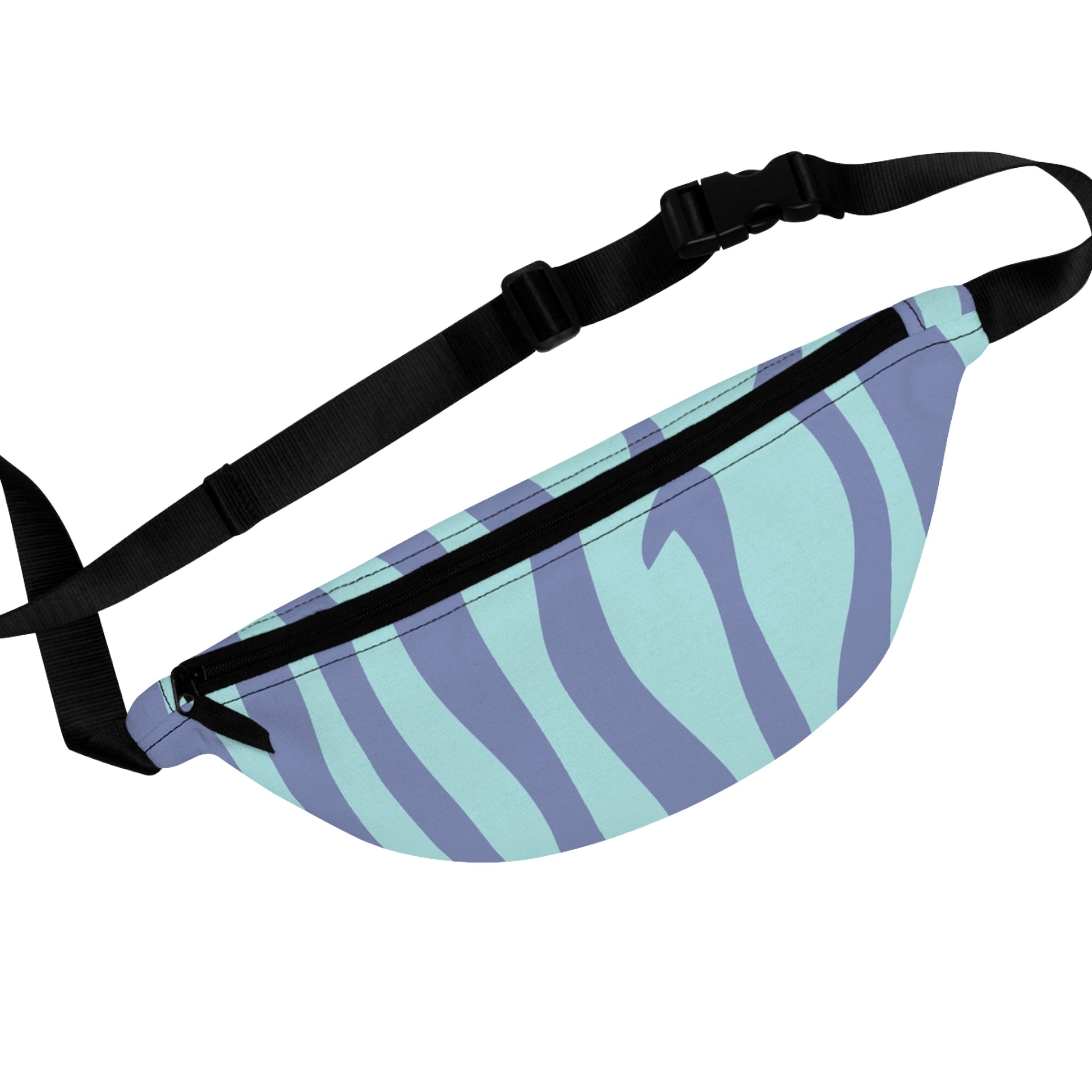 Melting Zebra Stripes Purple and Blue Fanny Pack, Artsulli - Art is Long, Life is Short, Bags, Size, One size, , , , , 71700399234947
