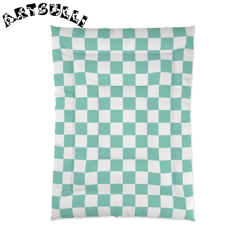 JAKKOUTTHEBXX Checkerboard Light Green Comforter JAKKOUTTHEBXX